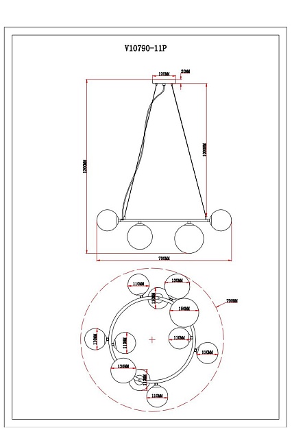 Подвесная люстра Moderli Molly V10790-11P Фото № 2