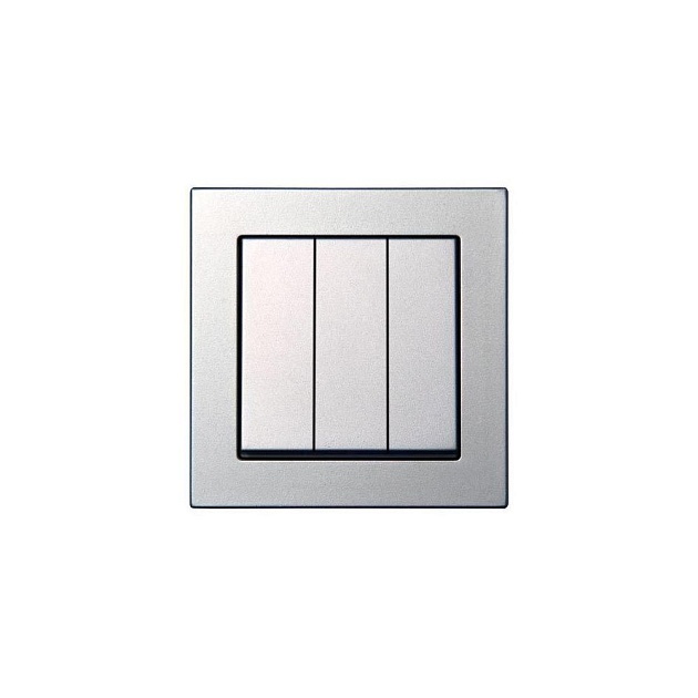 Выключатель трехклавишный Liregus Epsilon серебро 28-174 Фото № 