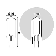 Лампа светодиодная Gauss G4 4.5W 3000K прозрачная 107807104 1