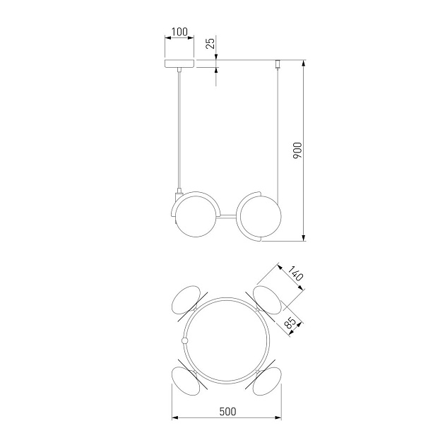 Подвесная люстра Eurosvet Moity 70150/4 черный/латунь Фото № 2