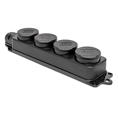 Розетка (колодка) четырехместная с защит. крышками каучуковая 230В 2P+PE 16A IP44 EKF Марс RPS-020-16-230-44