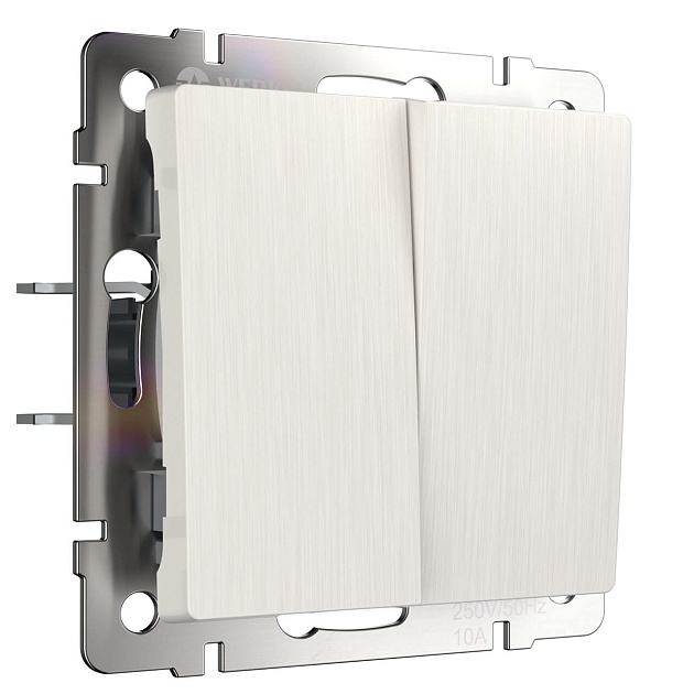 Выключатель двухклавишный проходной Werkel перламутровый рифленый W1122013 4690389160950 изображение Выключатель двухклавишный проходной Werkel перламутровый рифленый W1122013 4690389160950 Фото №