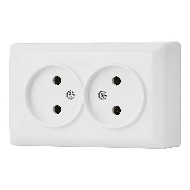 Розетка двойная 2P Vesta-Electric Mega белый FRZ00030201BEL Фото № 