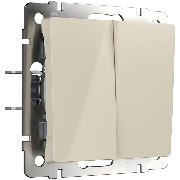 Выключатель двухклавишный проходной Werkel слоновая кость W1122003 4690389155628 Фото № 