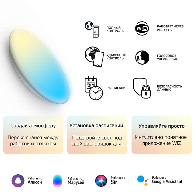 Накладной светодиодный светильник Gauss Smart Home 2050112 Фото № 2