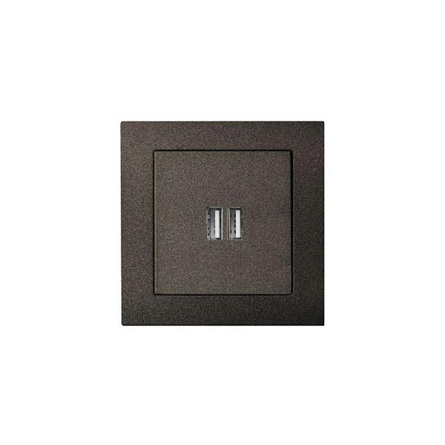 Розетка 2xUSB Liregus Epsilon антрацит 28-1136 Фото № 