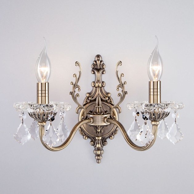 Бра Eurosvet 3281/2 античная бронза/прозрачный хрусталь Strotskis Фото № 