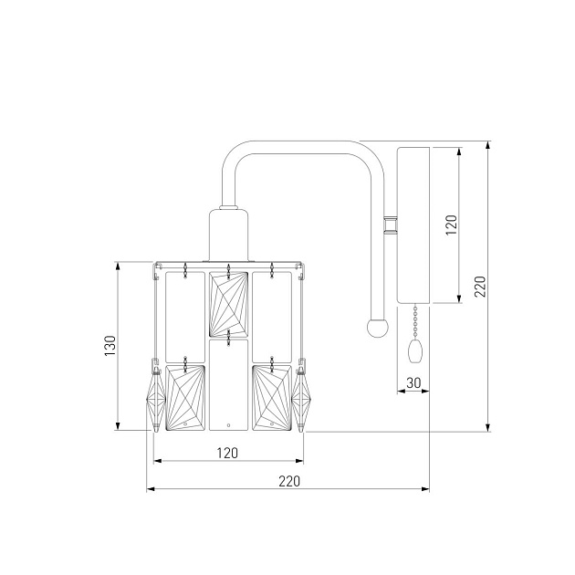 Бра Eurosvet 10101/1 хром/прозрачный хрусталь Strotskis Фото № 2