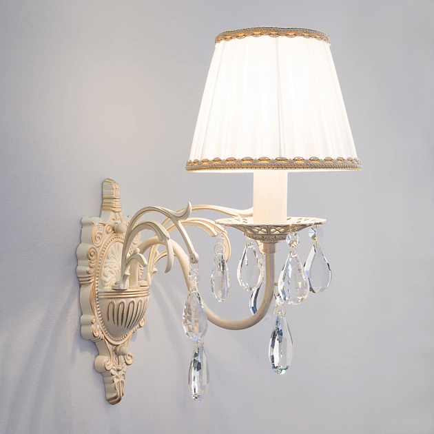 Бра Eurosvet 3637/1 белый с золотом/прозрачный хрусталь Strotskis Фото № 