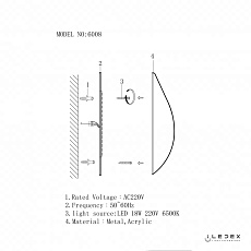 Настенный светодиодный светильник iLedex Omega 6008W-18W-3000K WH-GL 1
