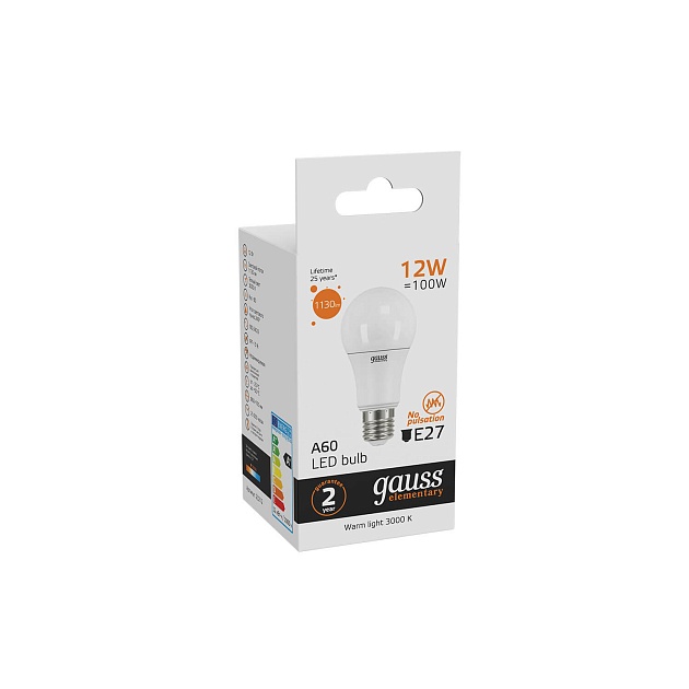 Лампа светодиодная Gauss E27 12W 3000K матовая 23212 изображение 4 Лампа светодиодная Gauss E27 12W 3000K матовая 23212 Фото № 4