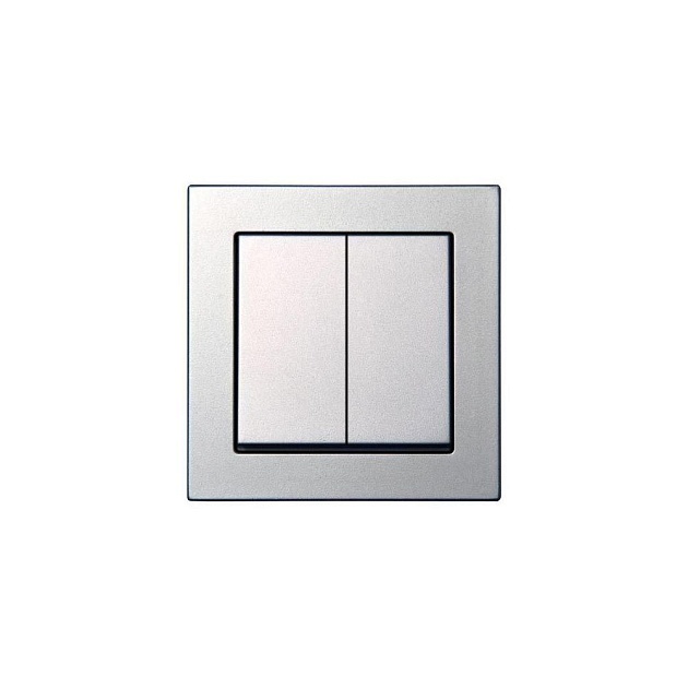 Выключатель двухклавишный Liregus Epsilon серебро 28-1731 изображение Выключатель двухклавишный Liregus Epsilon серебро 28-1731 Фото №