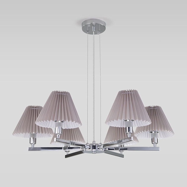 Подвесная люстра Eurosvet Peony 60136/6 хром/серый изображение Подвесная люстра Eurosvet Peony 60136/6 хром/серый Фото №