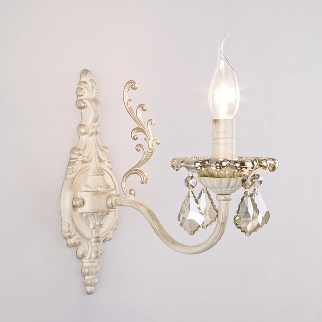 Бра Eurosvet 3281/1 белый с золотом/тонированный хрусталь Strotskis Фото № 