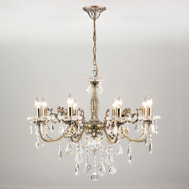 Подвесная люстра Eurosvet 3281/8 античная бронза/прозрачный хрусталь Strotskis изображение Подвесная люстра Eurosvet 3281/8 античная бронза/прозрачный хрусталь Strotskis Фото №
