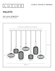 Подвесная люстра Lucide Maloto 45386/07/62 1