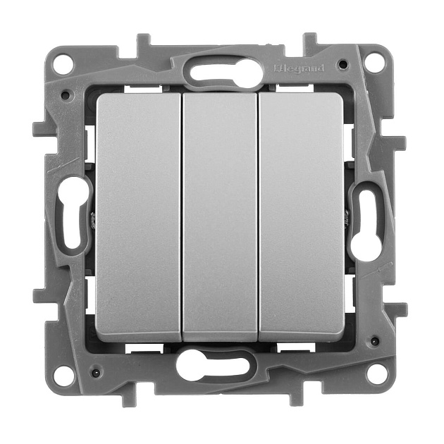 Выключатель трехклавишный Legrand Etika 10A 250V алюминий 672413 изображение 3 Выключатель трехклавишный Legrand Etika 10A 250V алюминий 672413 Фото № 3