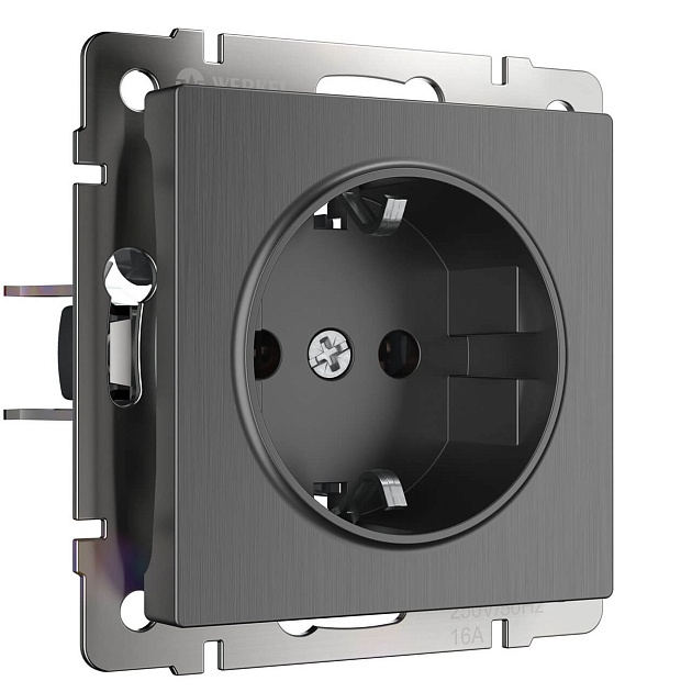 Розетка с заземлением Werkel графит рифленый W1171004 4690389158629 Фото № 