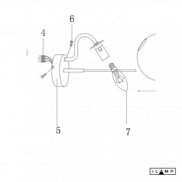 Бра iLamp Globe 10346W/1 BK-WH Фото № 2