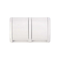 Блок горизонтальный 2 розетки (керамика) INDUSTRIAL IP54 с заземлением, о/у, белый KRANZ KR-78-0803 2