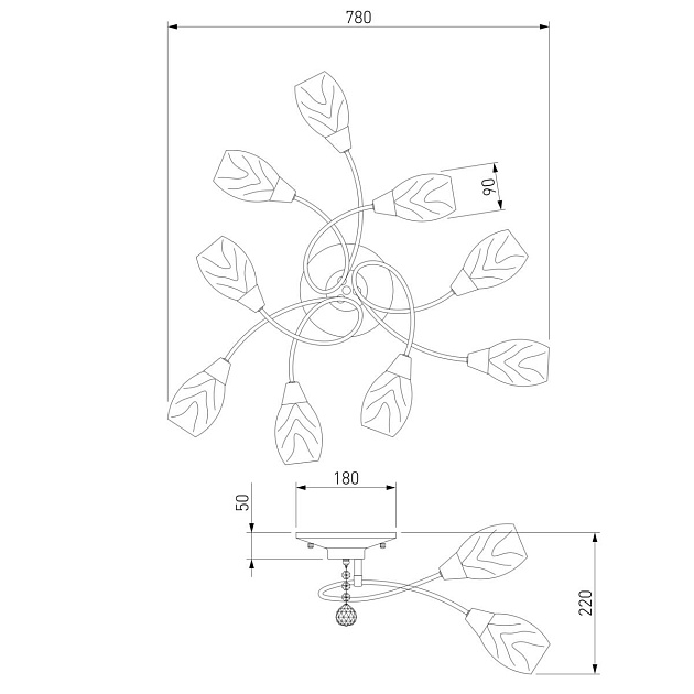 Потолочная люстра Eurosvet 2275/9 античная бронза изображение 2 Потолочная люстра Eurosvet 2275/9 античная бронза Фото № 2