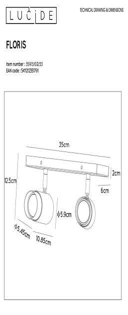 Спот Lucide Floris 35913/02/33 Фото № 2