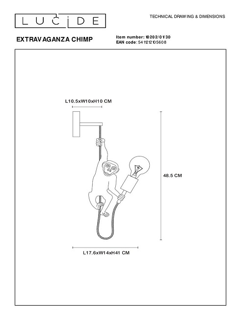 Бра Lucide Extravaganza Chimp 10202/01/30 Фото № 2