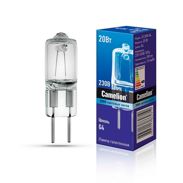 Лампа галогенная Camelion JD 20W G4 3000K 10405 Фото № 