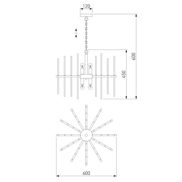 Подвесная люстра Bogates Allure 356/6 латунь Фото № 3