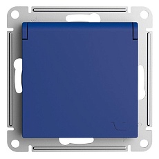 Розетка 2К+З Schneider Electric AtlasDesign 16A 250V со шторками и крышкой аквамарин ATN001146 1