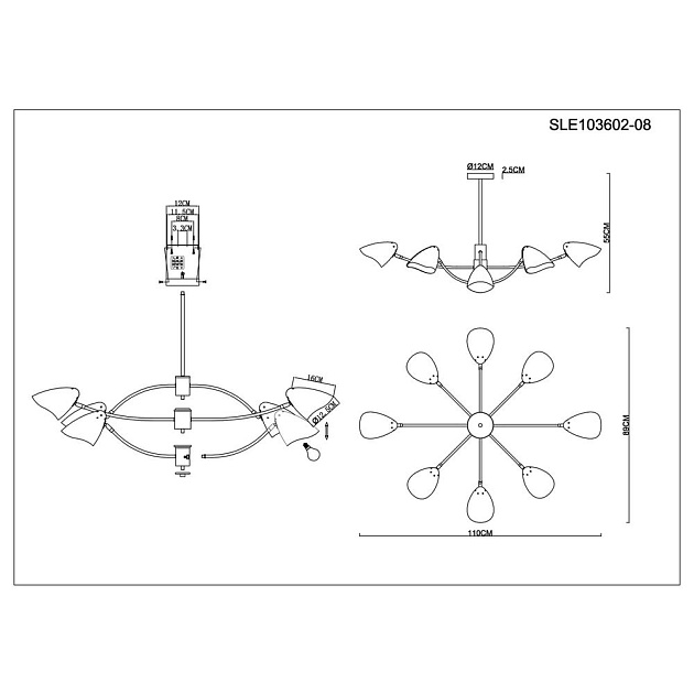 Потолочная люстра Evoluce Satta SLE103602-08 Фото № 2