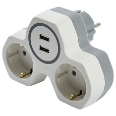 Разветвитель сетевой с 2хUSB Stekker 2гн с/з ADP16-14-20 32872 1