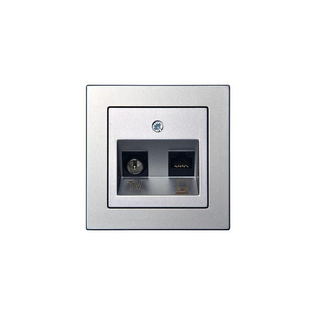 Розетка RJ45/TV Liregus Epsilon серебро 28-183 Фото № 