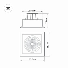 Встраиваемый светодиодный светильник Arlight CL-Kardan-S152x152-25W Warm3000 037030 1