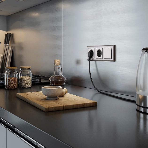 Розетка с заземлением Werkel глянцевый никель W1171002 4690389157950 изображение 5 Розетка с заземлением Werkel глянцевый никель W1171002 4690389157950 Фото № 5