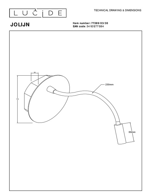 Бра Lucide Jolijn 77289/03/30 изображение 2 Бра Lucide Jolijn 77289/03/30 Фото № 2