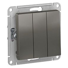 Выключатель трехклавишный Schneider Electric AtlasDesign 10A 250V сталь ATN000931