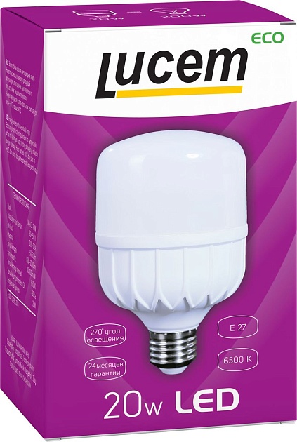 Лампа светодиодная Lucem E27 20W 6500K матовая FLLCB202765L Фото № 2