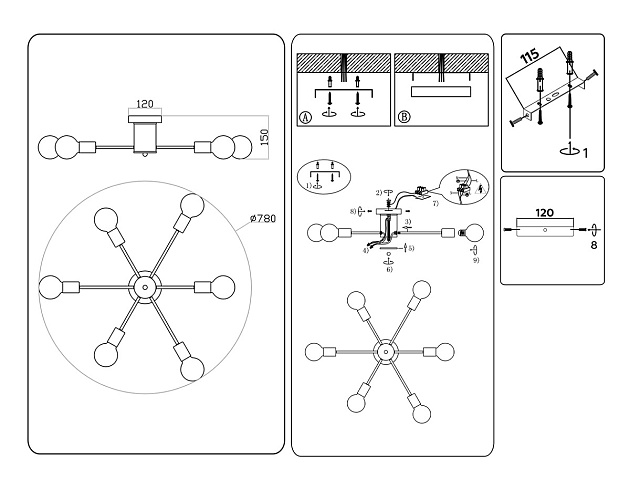 Потолочная люстра Ambrella light Traditional Loft TR80401 Фото № 6
