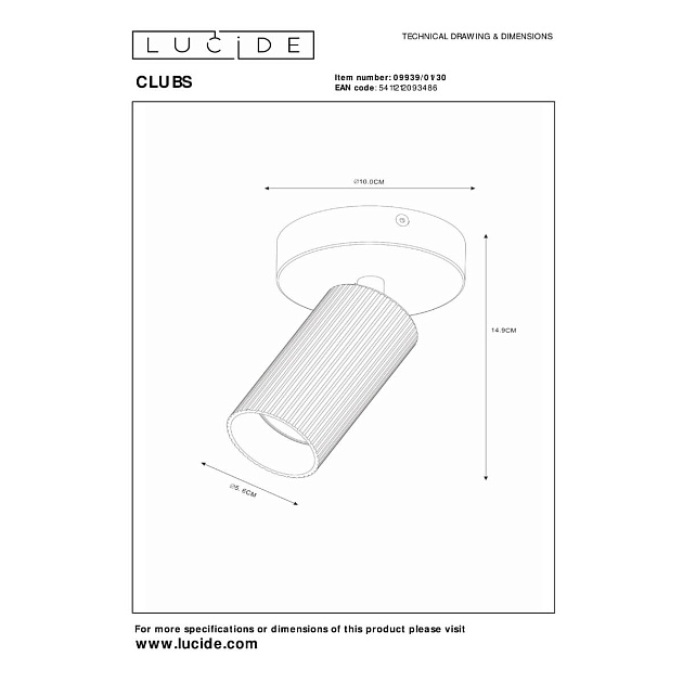 Спот Lucide CLUBS 09939/01/30 изображение 2 Спот Lucide CLUBS 09939/01/30 Фото № 2