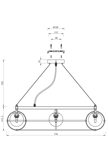 Подвесная люстра Maytoni Carcass MOD312PL-10GCH Фото № 2