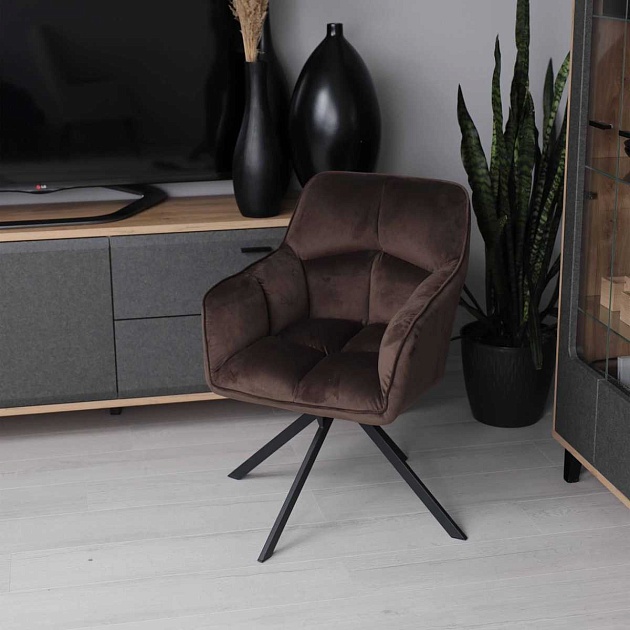 Поворотное кресло AksHome Virginia шоколадный, велюр 70479 Фото № 6