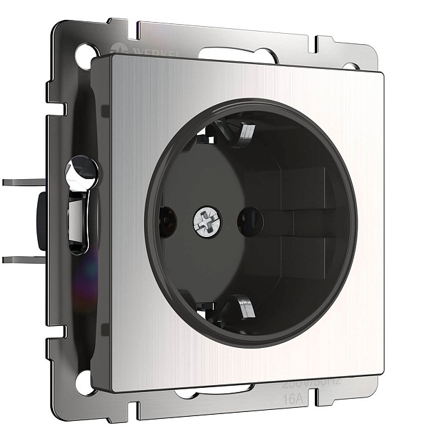 Розетка с заземлением Werkel глянцевый никель W1171002 4690389157950 изображение Розетка с заземлением Werkel глянцевый никель W1171002 4690389157950 Фото №