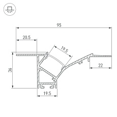 Встраиваемый профиль Arlight Fantom-W45-Bevel-2000 White 039949 1