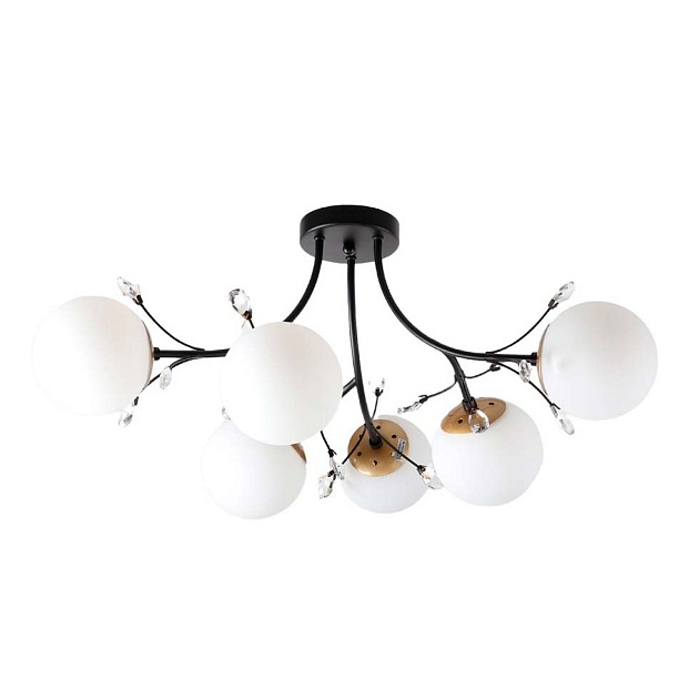 Потолочная люстра ЭкономСвет 51638/6BK+GD WT изображение Потолочная люстра ЭкономСвет 51638/6BK+GD WT Фото №