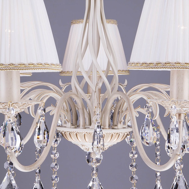 Подвесная люстра Eurosvet 3637/7 белый с золотом/прозрачный хрусталь Strotskis изображение 4 Подвесная люстра Eurosvet 3637/7 белый с золотом/прозрачный хрусталь Strotskis Фото № 4