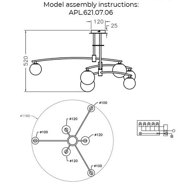 Потолочная люстра Aployt Ewelina APL.621.07.06 изображение 2 Потолочная люстра Aployt Ewelina APL.621.07.06 Фото № 2