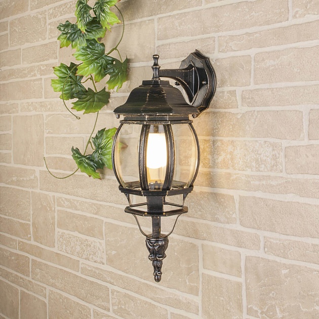 Уличный настенный cветильник Elektrostandard 1001D черное золото a034317 Фото № 