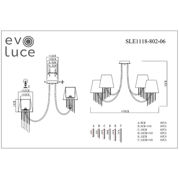 Потолочная люстра Evoluce Alluria SLE1118-802-06 изображение 2 Потолочная люстра Evoluce Alluria SLE1118-802-06 Фото № 2