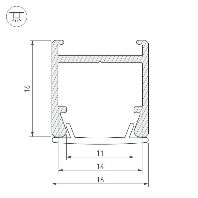 Профиль Arlight PDS-H16-2000 ANOD 023858 изображение 3 Профиль Arlight PDS-H16-2000 ANOD 023858 Фото № 3